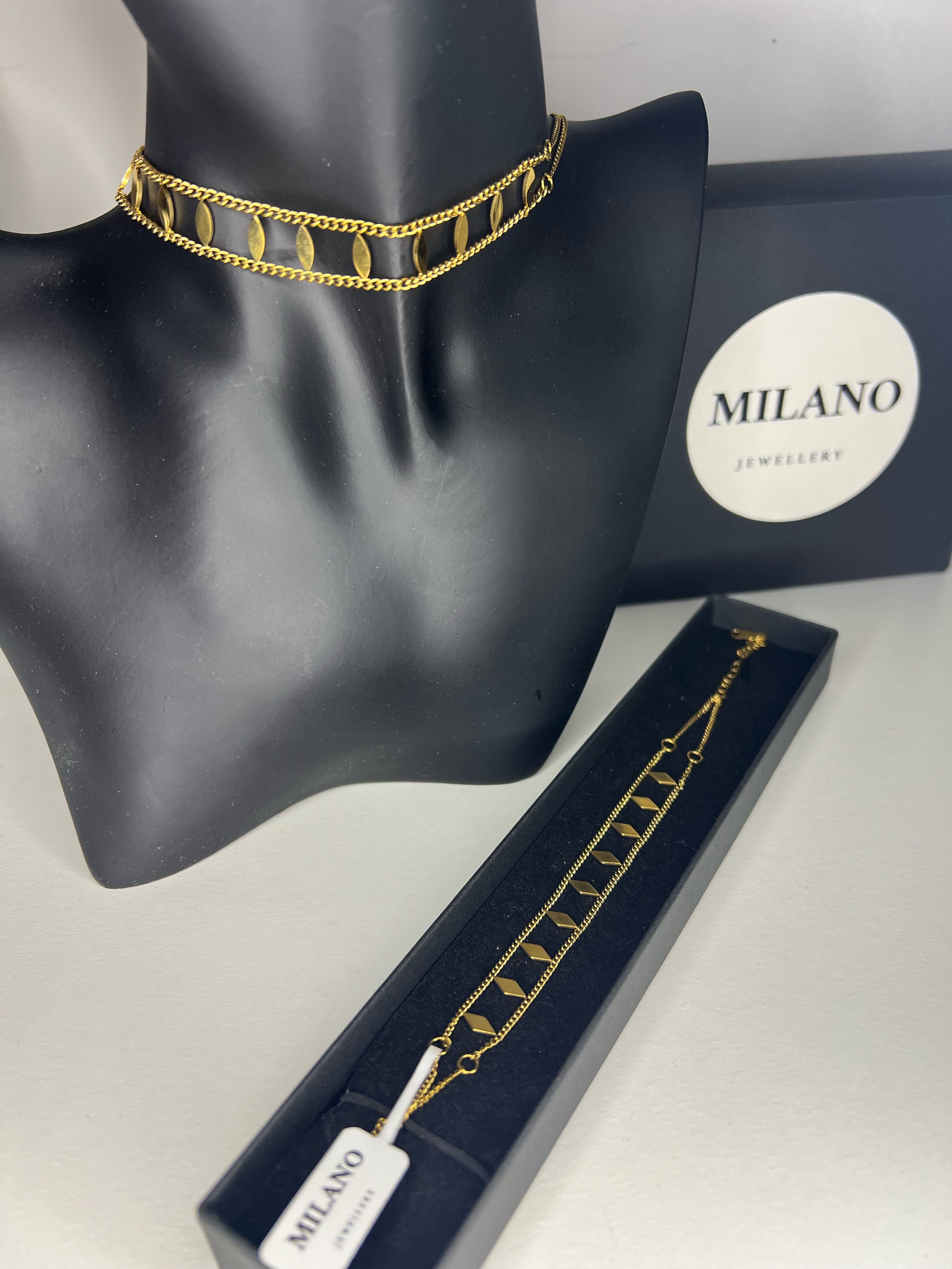Dúo Elegante - Choker y Pulsera Oro 18K