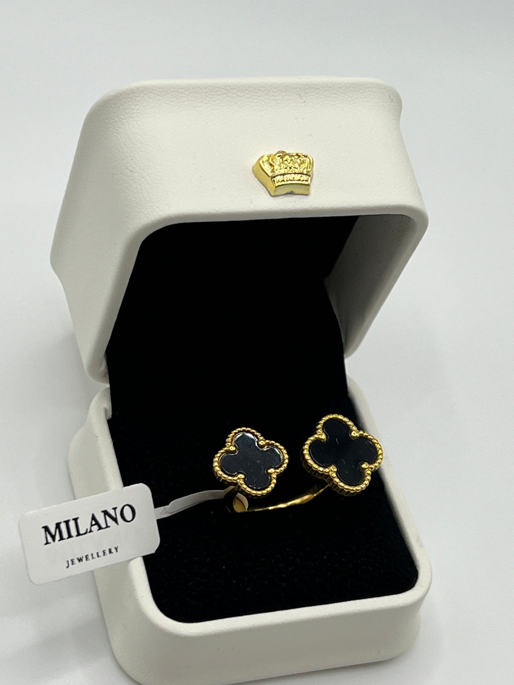 Anillo Trébol Doble - Oro 18K sobre Acero Inoxidable